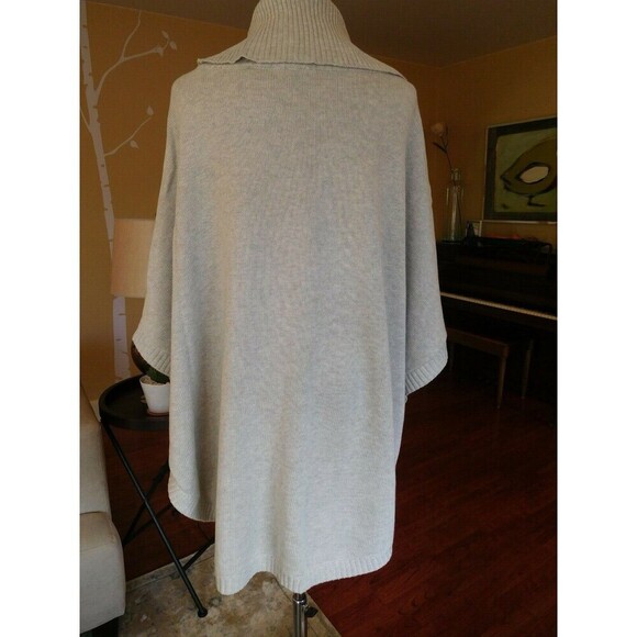 Super Cute Cabi # 3003 "Cowl Poncho" Heather Gray Cotton Poncho Sweater SMALL - Picture 8 of 9